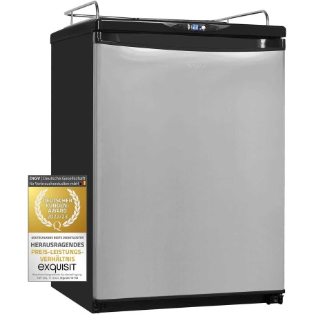 Exquisit BK160-HE-300G Refrigeratore per birra in acciaio inox, 163 l, rubinetto, display, nero