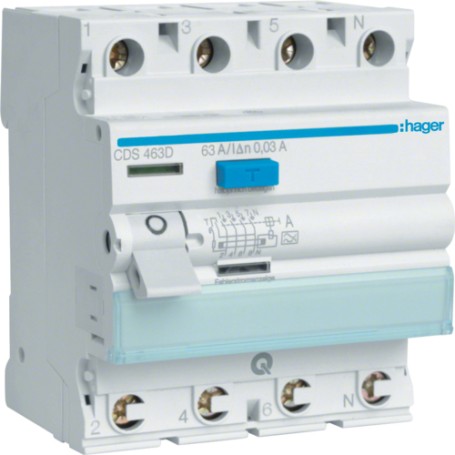 Hager CDS463D interruttore automatico Dispositivo a corrente residua A-type 4 modulo/moduli
