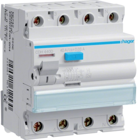 Hager CDH440D interruttore automatico Dispositivo a corrente residua 4 4 modulo/moduli