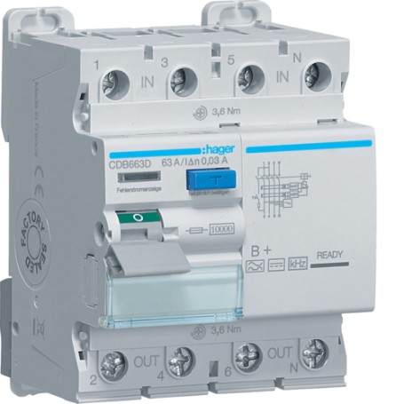 Hager CDB663D interruttore automatico Dispositivo a corrente residua 4 4 modulo/moduli