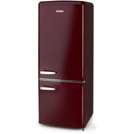 DOMO DO91707R Frigorifero-congelatore retrò indipendente, 54,5 cm di larghezza, 191 L, retrò, rosso bordeaux