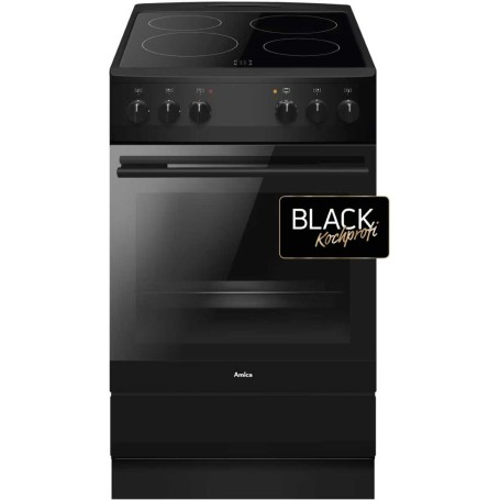 Amica SHC 11503 SM EEK: Cucina a libera installazione, larghezza 50 cm, 65 L, piano cottura in vetroceramica