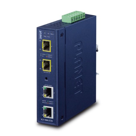 PLANET Industrial 2-Port convertitore multimediale di rete Blu (IGT-900-2T2S)