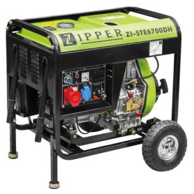Zipper ZI-STE6700DH gruppo elettrogeno 5700 W 12,5 L Diesel Nero, Verde chiaro
