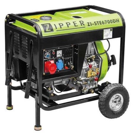 Zipper ZI-STE6700DH gruppo elettrogeno 5700 W 12,5 L Diesel Nero, Verde chiaro