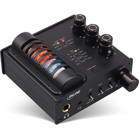InLine AmpUSB-EQ, Hi-Res HiFi DSD Amplificatore per cuffie a valvole + eq. (99207I)