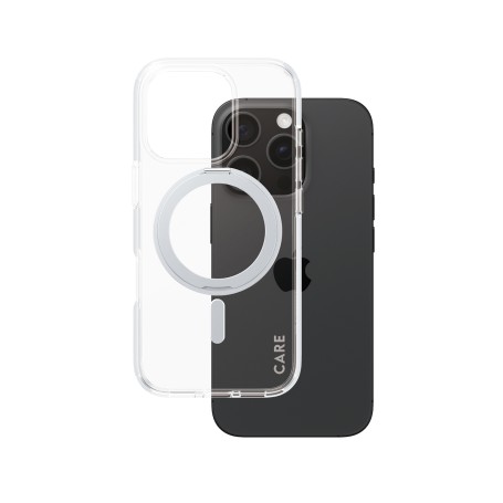 PanzerGlass CARE by ® Feature Cover Trasparente con Kickstand Argento & MagSafe iPhone 16 Pro (1326)