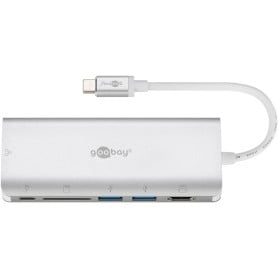 Goobay 76788 hub di interfaccia USB 3.2 Gen 1 (3.1 Gen 1) Type-A 5000 Mbit/s Argento, Bianco (76788)