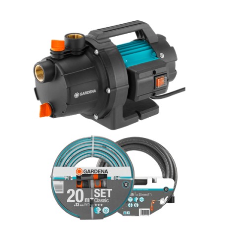 Gartenpumpe 3000/4 BASIC Set (trkis/schwarz, 600 Watt, inkl. Sauggarnitur, Classic Schlauch) (09011-47)