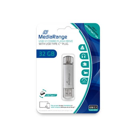 MediaRange MR936 unità flash USB 32 GB USB Type-A / USB Type-C 3.2 Gen 1 (3.1 Gen 1) Argento (MR936)