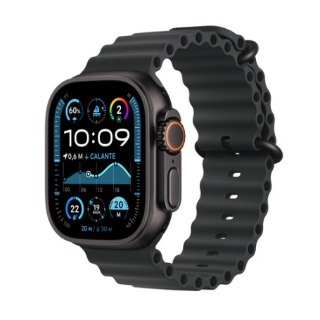 Watch Ultra 2 (grau, 49 mm, Ocean Armband schwarz, Titangehuse, Cellular) (MX4P3FD/A)