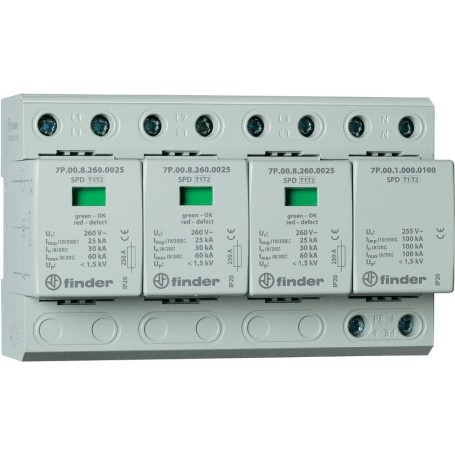 Finder 7P.04.8.260.1025 Überspannungsschutzableiter Typ 1/2 Serie 7P IP20 (7P.04.8.260.1025)