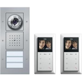 GIRA Video-Türsprechanlage Kabelgebunden Komplett-Set 2 Familienhaus Aluminium (49546)