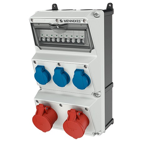 MENNEKES 930003 presa energia 3 x Type F Nero, Blu, Rosso, Bianco