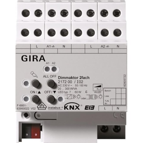 GIRA Universal-Dimmaktor 2f. 2x300W KNX/EIB REG 217200 (217200)