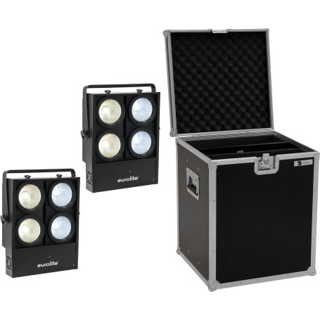 EUROLITE Set 2x Audience Blinder 4x100W LED COB CW/WW + Case (20000904)