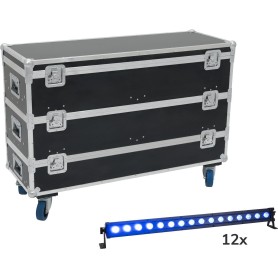 EUROLITE Set 12x LED IP T-Bar 16 QCL Leiste + Case mit Rollen (20000888)
