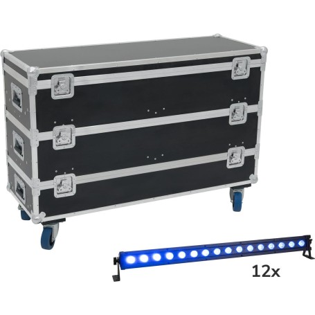 EUROLITE Set 12x LED IP T-Bar 16 QCL Leiste + Case mit Rollen (20000888)