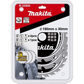Kreissgeblatt-Satz MAKFORCE B-33906,  190mm, 12Z / 24Z (3-teilig, Bohrung 30mm)