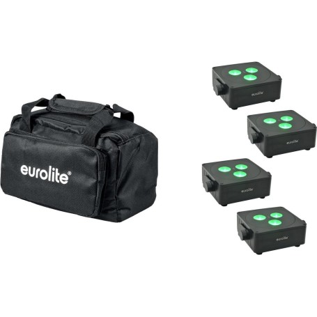EUROLITE Set 4x AKKU IP Flat Light 3 sw + Soft-Bag (20000861)