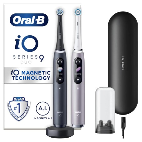 Oral-B iO 9 Adulto Spazzolino rotante Nero, Rosa (iO Series 9  2. Hands bk/pk)