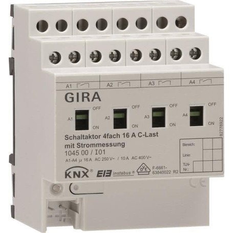 GIRA Schaltaktor 4fach REG KNX/EIB 16A C-Last 104500 (104500)