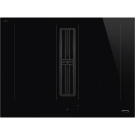 SMEG HOBD472D2 Piano cottura a induzione con cappa aspirante, Vetro nero lucido, senza cornice, da incasso o a filo,70 cm
