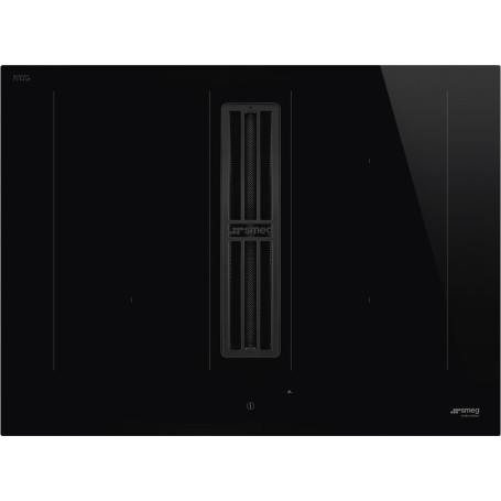 SMEG HOBD472D2 Piano cottura a induzione con cappa aspirante, Vetro nero lucido, senza cornice, da incasso o a filo,70 cm