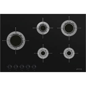 SMEG PVL675LCN - Piano cottura a gas , Vetro nero lucido, senza cornice, da incasso o a filo, circa 75 cm