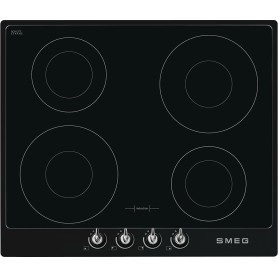 SMEG SI964NM - Piano cottura a induzione, vetro nero lucido, cornice nera, montaggio a appoggio, circa 60 cm