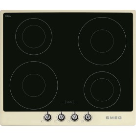 SMEG SI964PM - Piano cottura a induzione, vetro nero lucido, cornice crema, montaggio in appoggio, circa 60 cm