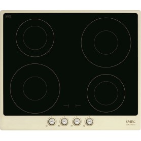 SMEG SI764POM - Piano cottura a induzione, vetro nero lucido, cornice crema, montaggio in appoggio, circa 60 cm