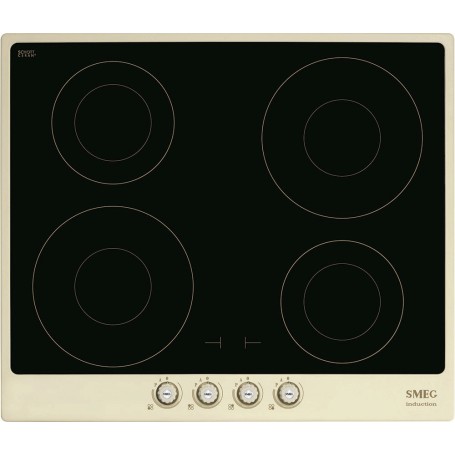 SMEG SI764POM - Piano cottura a induzione, vetro nero lucido, cornice crema, montaggio in appoggio, circa 60 cm