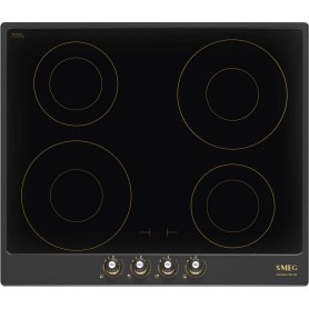 SMEG SI764AOM - Piano cottura a induzione, vetro nero lucido, cornice antracite, montaggio in appoggio, circa 60 cm