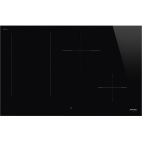 SMEG SIM3844D - Piano cottura a induzione, senza cornice, vetro nero lucido, da incasso o a filo, circa 80 cm
