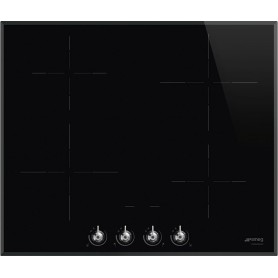 SMEG SI364BM - Piano cottura a induzione, bordo bisellato, vetro nero lucido, montaggio in appoggio, circa 60 cm