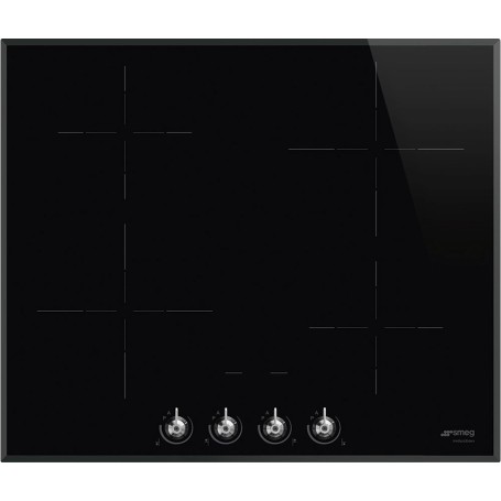 SMEG SI364BM - Piano cottura a induzione, bordo bisellato, vetro nero lucido, montaggio in appoggio, circa 60 cm