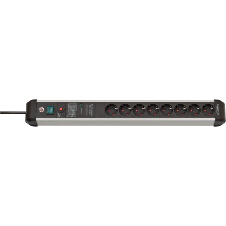 Premium-Protect-Line Steckdosenleiste 8-fach (schwarz/aluminium, 3 Meter, 60.000A berspannungsschutz) (1391010800)