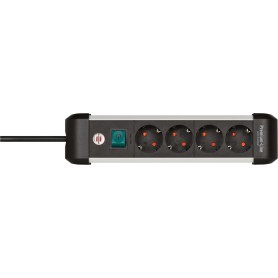 Premium-Alu-Line Steckdosenleiste 4-fach (schwarz/silber, 1,8 Meter, mit Sicherheitsschalter) (1391030400)