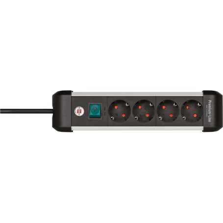 Premium-Alu-Line Steckdosenleiste 4-fach (schwarz/silber, 1,8 Meter, mit Sicherheitsschalter) (1391030400)