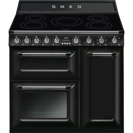 SMEG TR93IBL2 Centro cottura con piano cottura a induzione, linea Victoria, nero, LxPxA: circa 90x60x90 cm