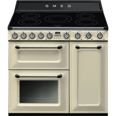 SMEG TR93IP2 Piano cottura con piano cottura a induzione, linea Victoria, panna, LxPxA: circa 90x60x90 cm
