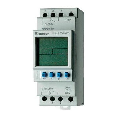 Finder Zeitschaltuhr für Hutschiene Betriebsspannung: 230 V/AC 12.92.8.230.0000 2 Wechsler 16 A 250 V/AC Tagesprogramm (12.92.8