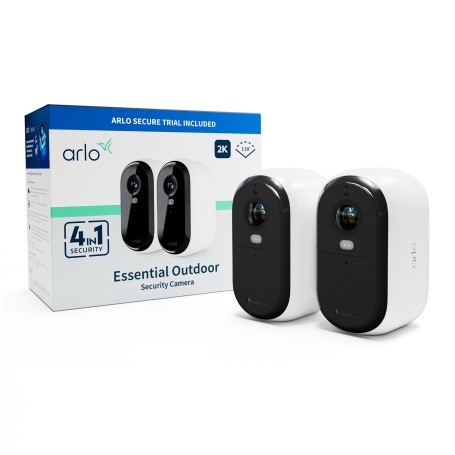 Arlo Essential Telecamera di sorveglianza per esterni 2K 2K, set da 2 (VMC3250-100EUS)