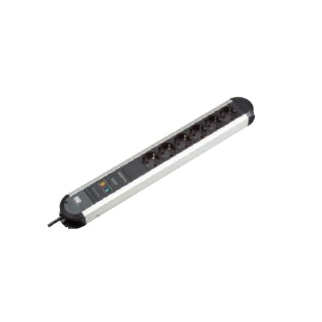 Bachmann PRIMO prolunghe e multiple 1,75 m 6 presa(e) AC Interno Alluminio, Nero (331.006)