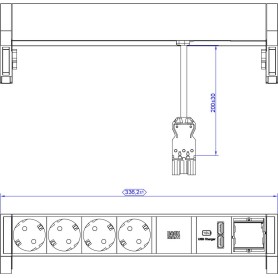 Bachmann DESK2 4xCEE7/3 1xUSB Charger INOX (902.5793)