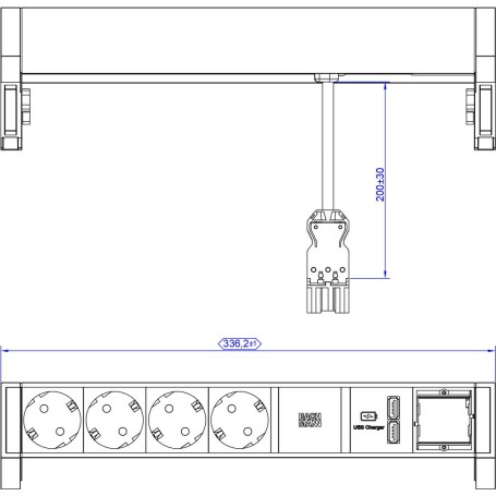 Bachmann DESK2 4xCEE7/3 1xUSB Charger INOX (902.5793)