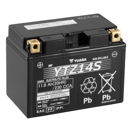 Yuasa YTZ14S batteria per veicolo AGM (acido assorbito in microfibra di vetro) 11,8 Ah 12 V 230 A Motocicletta (YTZ14SWC)