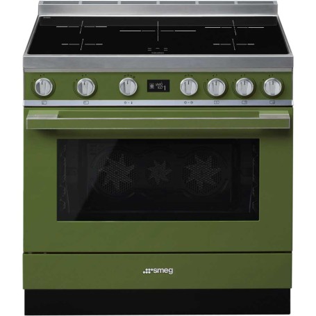 SMEG CPF9IPOG Centro cottura con piano cottura a induzione, linea design Portofino, verde oliva, LxPxA: circa 90x60x90 cm