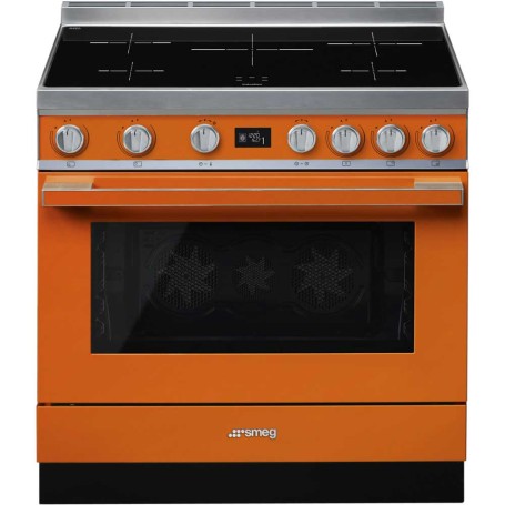 SMEG CPF9IPOR Centro cottura con piano cottura a induzione, linea design Portofino, arancione, LxPxA: circa 90x60x90 cm